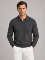 Men's quarter zip polo jumper in dark grey