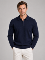 Men's quarter zip polo jumper in navy