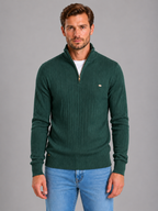 Men's ribbed quarter zip jumper in forest green