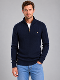 Men's ribbed quarter zip jumper in navy
