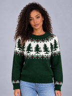 Women’s Knitted Fair Isle Christmas Jumper — Green