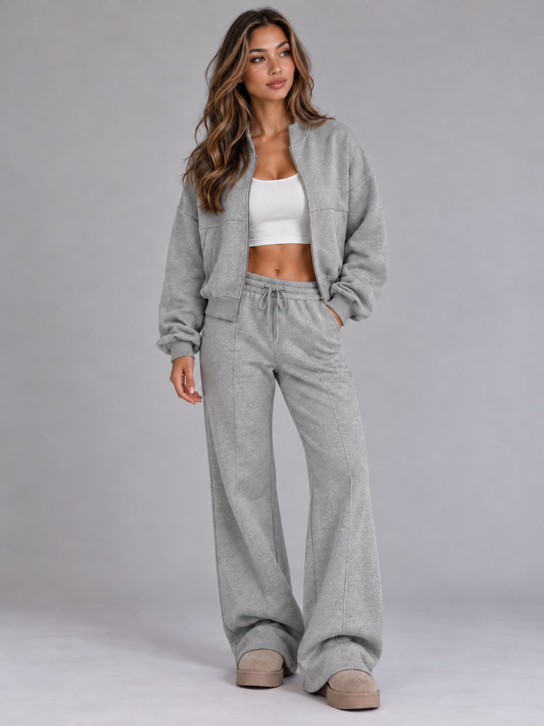 Women’s Two-Piece Tracksuit Set — Grey