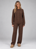 Women’s Cable Knit Two-Piece Set — Brown