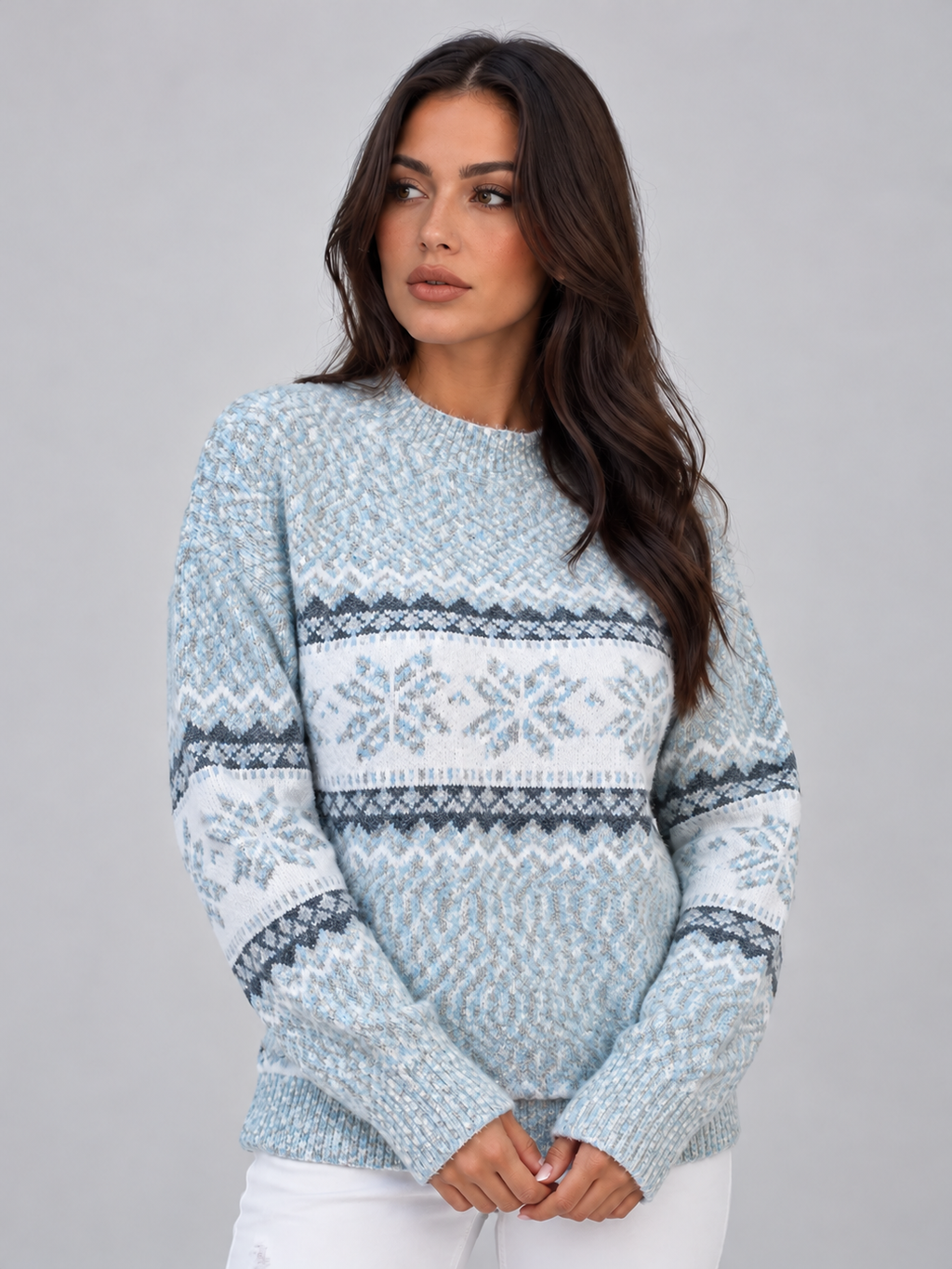 Women’s Fair Isle Christmas Jumper — Light Blue
