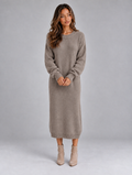 Women’s Knitted Jumper Midi Dress — Grey