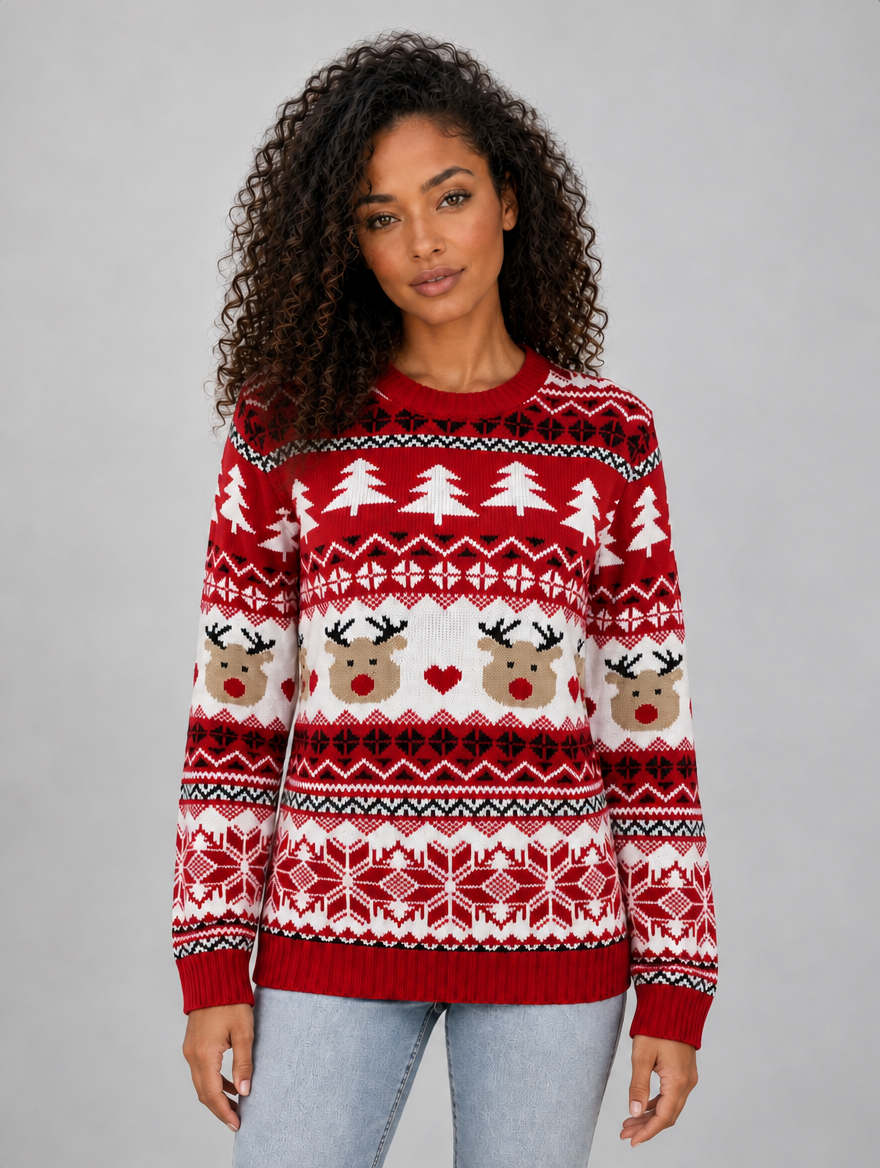 Women’s Knitted Christmas Jumper — Red