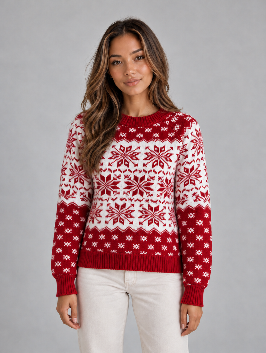 Women’s Knitted Christmas Jumper — Red