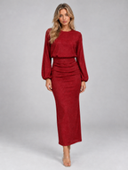 Women’s Glitter Maxi Dress — Red