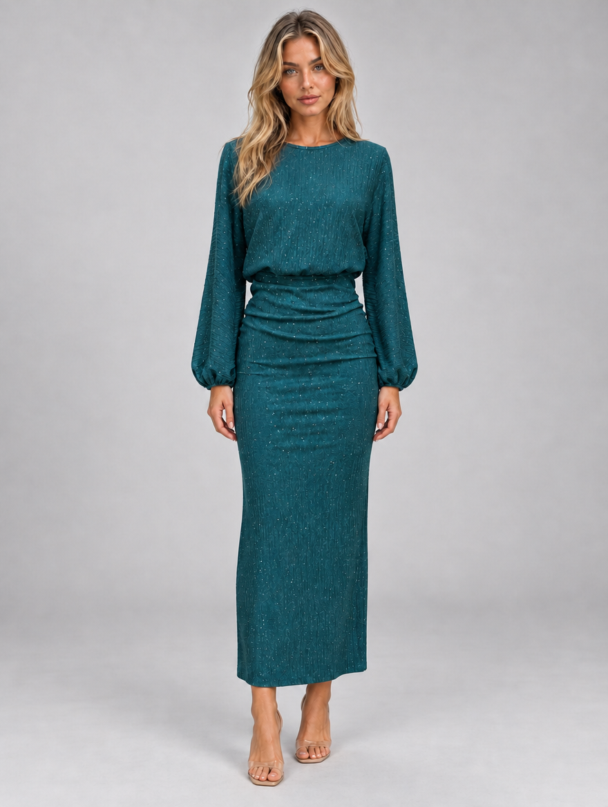 Women’s Glitter Maxi Dress — Green