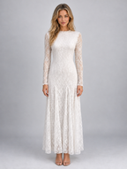 Women’s Floral Lace Maxi Dress — White