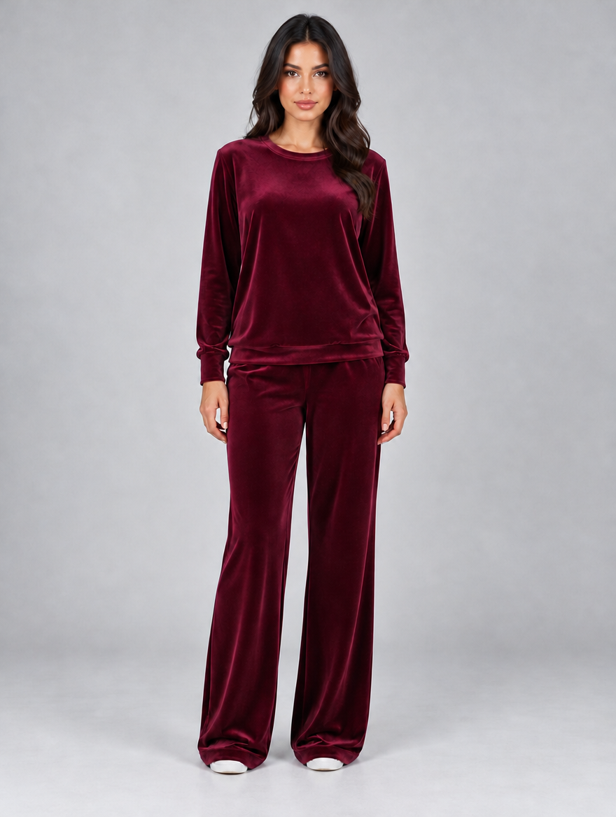 Women’s Velvet Co-Ord Set — Red