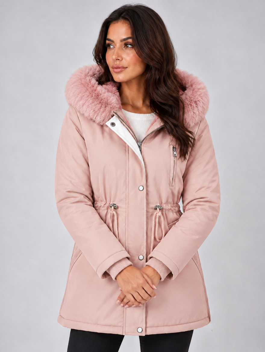 Women’s Fleece Lined Winter Parka — Pink