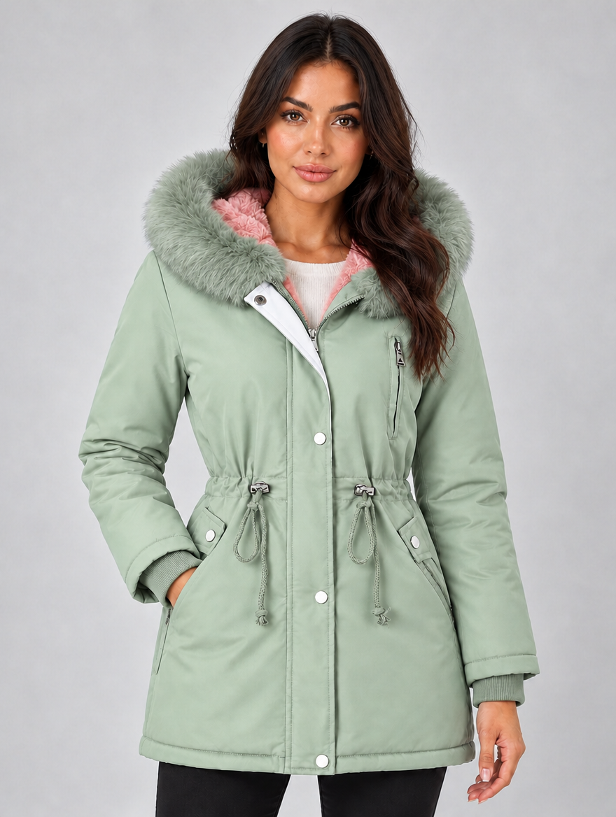 Women’s Fleece Lined Winter Parka — Green