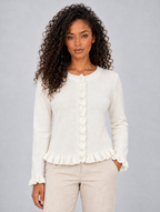 Women’s Button Front Knitted Cardigan — White