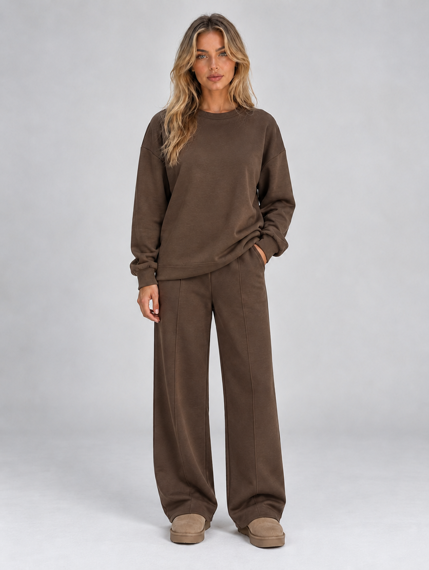 Women’s Sweatshirt Co-Ord Set — Brown