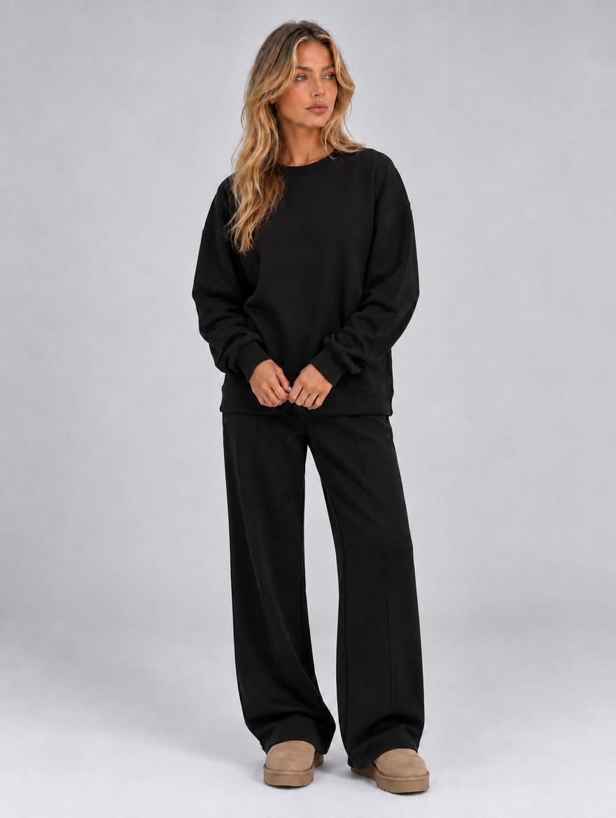 Women’s Sweatshirt Co-Ord Set — Black