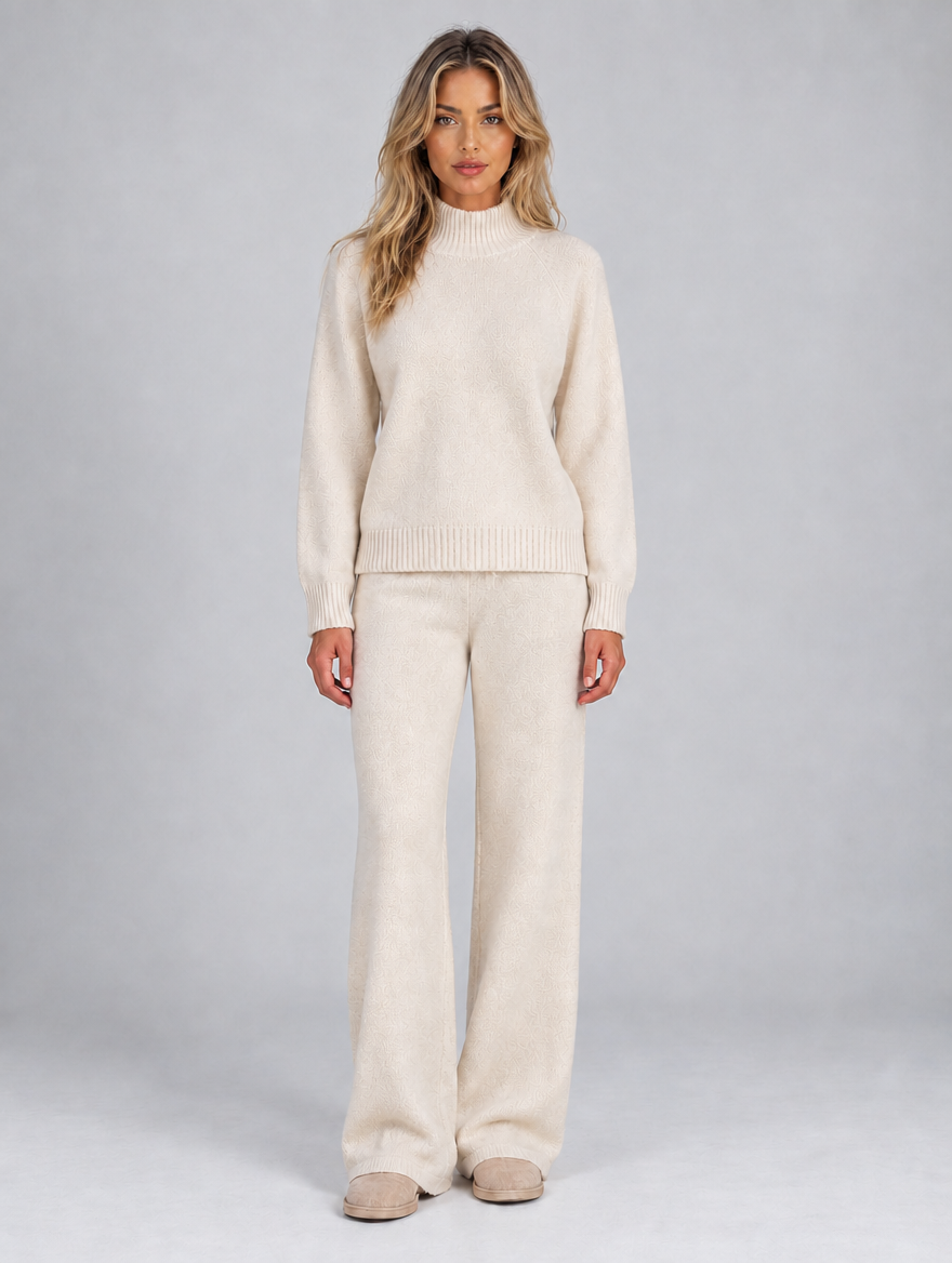Women’s Wool Knit Co-Ord Set — Cream