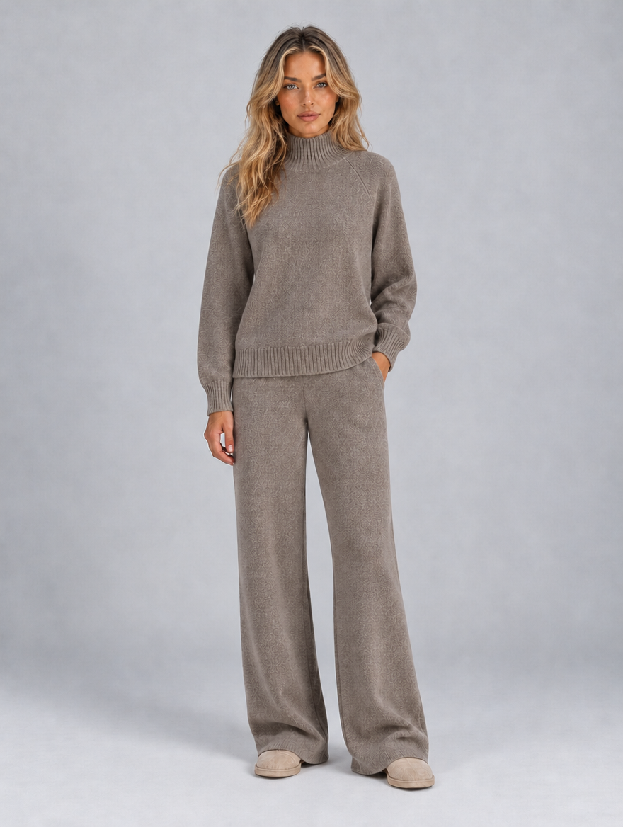 Women’s Wool Knit Co-Ord Set — Khaki