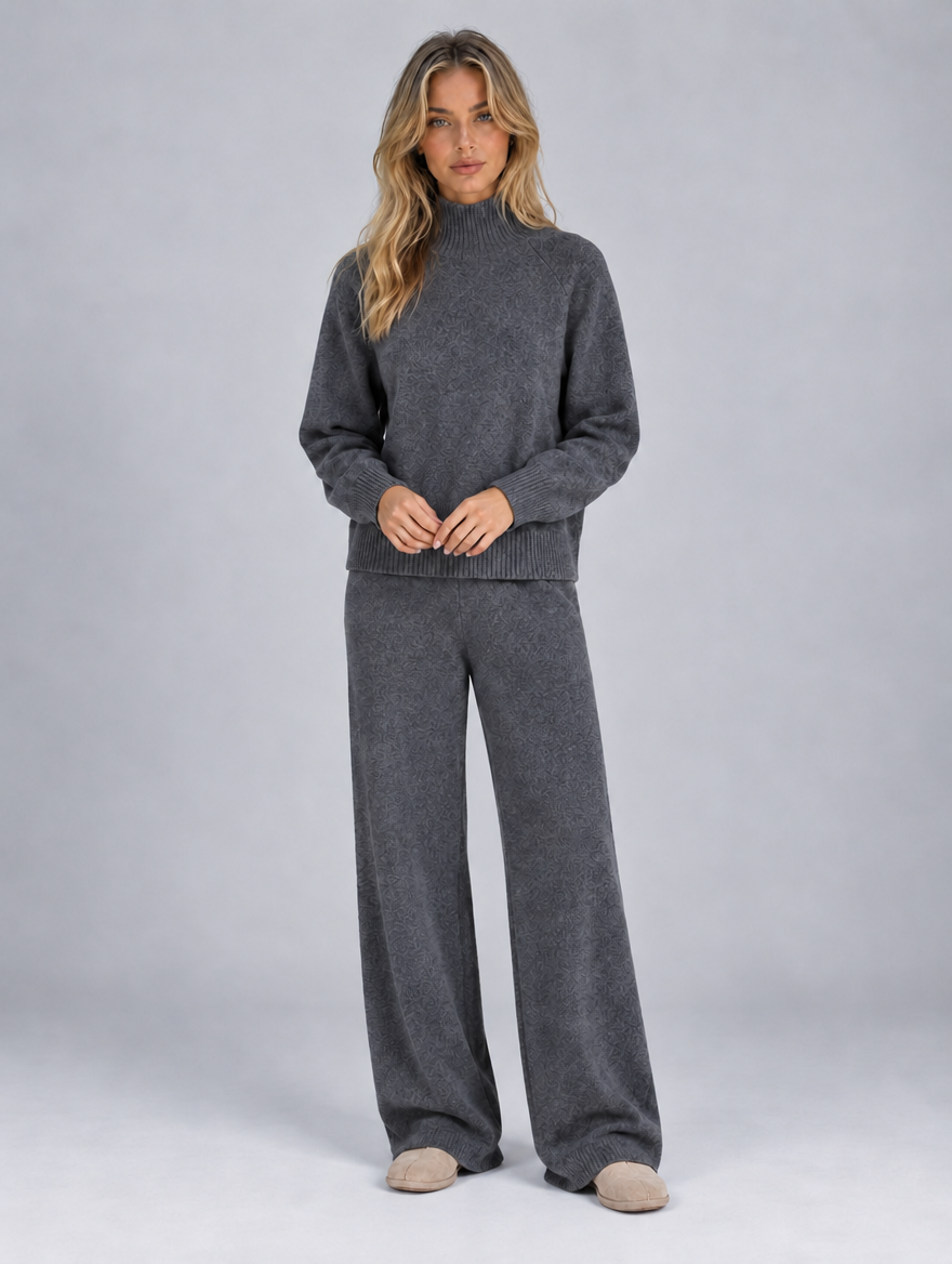 Women’s Wool Knit Co-Ord Set — Dark Grey