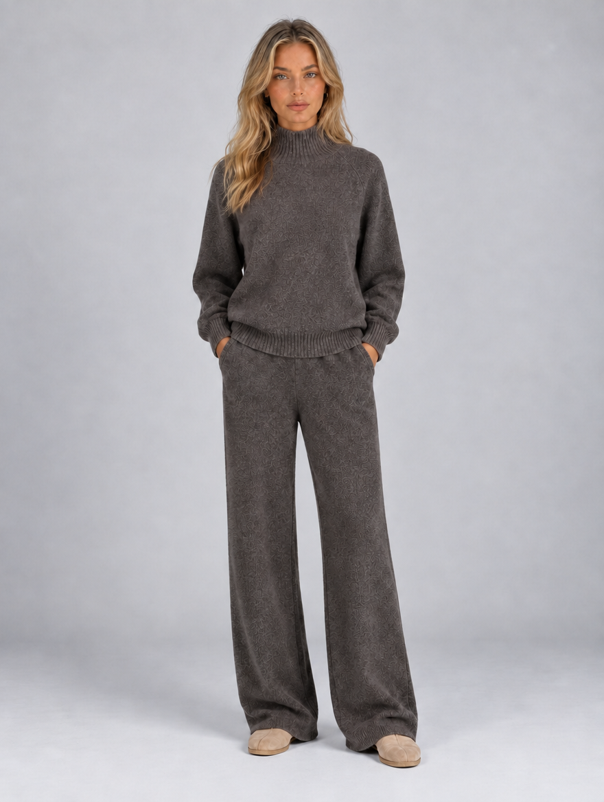 Women’s Wool Knit Co-Ord Set — Brown