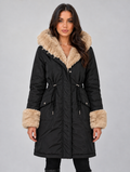 Women’s Faux Fur Lined Hooded Parka — Black