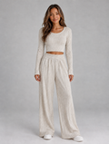 Women’s Ribbed Knit Co-Ord Set — Apricot