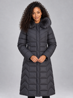 Women’s Longline Quilted Puffer Coat — Grey