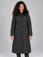 Women’s Longline Quilted Puffer Coat — Black