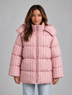 Women’s Oversized Hooded Puffer Jacket — Pink