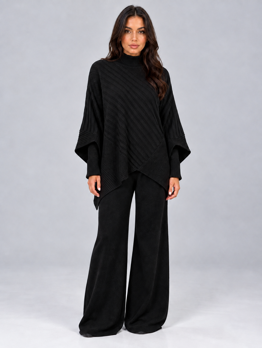 Women’s Ribbed Knit Co-Ord Set — Black