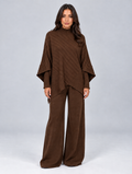 Women’s Ribbed Knit Co-Ord Set — Brown