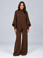 Women’s Ribbed Knit Co-Ord Set — Brown