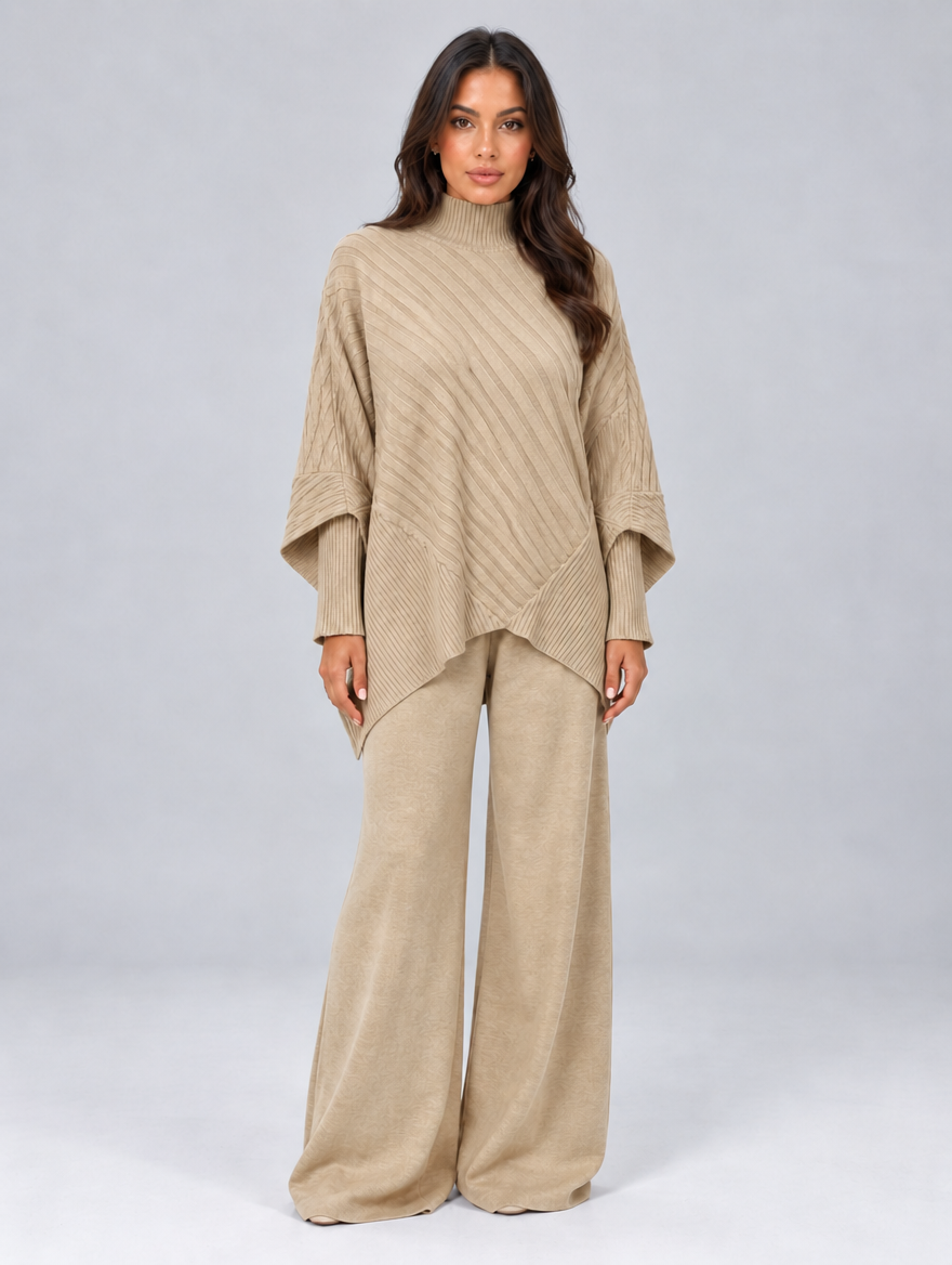 Women’s Ribbed Knit Co-Ord Set — Beige