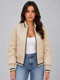 Women’s Quilted Bomber Jacket — Apricot