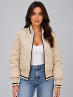 Women’s Quilted Bomber Jacket — Apricot
