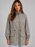 Women’s Checked Utility Jacket — Khaki