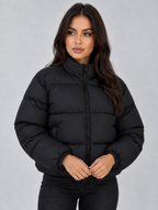Women’s Cropped Puffer Jacket — Black