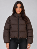 Women’s Cropped Puffer Jacket — Brown