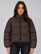 Women’s Cropped Puffer Jacket — Brown