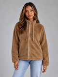 Women’s Teddy Fleece Zip-Up Jacket — Khaki