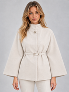 Women’s Belted Cape Jacket — Apricot