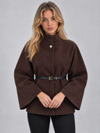 Women’s Belted Cape Jacket — Brown