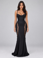 Women’s Lace Panel Maxi Dress — Black