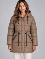 Women’s Hooded Puffer Jacket — Khaki