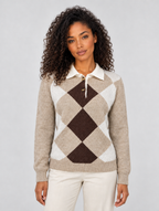 Women’s Argyle Collared Jumper — Beige