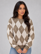 Women’s Argyle Knit Jumper — Beige