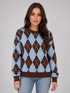 Women’s Argyle Knit Jumper — Blue