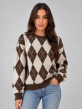 Women’s Argyle Knit Jumper — Brown