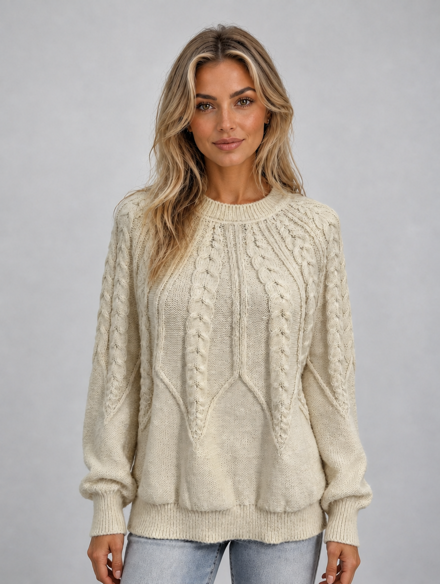 Women’s Cable Knit Jumper — Cream