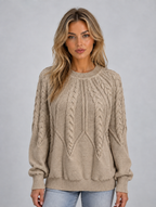 Women’s Cable Knit Jumper — Khaki
